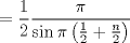 TEX: $$<br /> = \frac{1}<br />{2}\frac{\pi }<br />{{\sin \pi \left( {\frac{1}<br />{2} + \frac{n}<br />{2}} \right)}}<br />$$