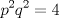 TEX: \( \displaystyle p^2q^2=4 \)