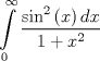 TEX: $$\int\limits_{0}^{\infty }{\frac{\sin ^{2}\left( x \right)dx}{1+x^{2}}}$$