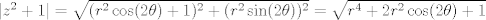 TEX: $|z^2+1| = \sqrt{ (r^2\cos(2\theta)+1)^2 + (r^2\sin(2\theta))^2 } = \sqrt{r^4+2r^2\cos(2\theta)+1}$