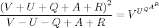 TEX: $$\frac{\left( V+U+Q+A+R \right)^{2}}{V-U-Q+A+R}=V^{U^{Q^{A^{R}}}}$$