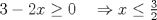 TEX:  \( 3-2x\ge 0\quad \Rightarrow x\le \frac { 3 }{ 2 }  \) 