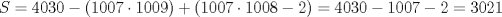 TEX: $S= 4030-(1007\cdot 1009)+(1007\cdot 1008-2)=4030-1007-2=3021$