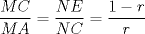 TEX: $$\frac{MC}{MA}=\frac{NE}{NC}=\frac{1-r}{r}$$