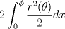 TEX: $\displaystyle 2 \int_{0}^{\phi}\dfrac{r^{2}(\theta)}{2}dx$