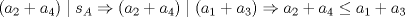 TEX: \[(a_{2}+a_{4})\mid s_{A}\Rightarrow (a_{2}+a_{4})\mid(a_{1}+a_{3})\Rightarrow a_{2}+a_{4}\leq a_{1}+a_{3}\]