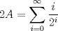 TEX: \( \displaystyle 2A=\sum_{i=0}^{\infty}{\frac{i}{2^i}} \)