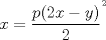 TEX: $x=\dfrac{p(2x-y)}{2}^{^{2}}$