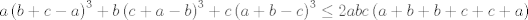 TEX: $$a\left( b+c-a \right)^{3}+b\left( c+a-b \right)^{3}+c\left( a+b-c \right)^{3}\le 2abc\left( a+b+b+c+c+a \right)$$