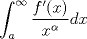 TEX: \[\int_a^\infty \frac{f^\prime (x)}{x^\alpha}dx\]