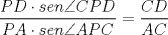 TEX: $\displaystyle \frac{PD\cdot sen\angle CPD}{PA\cdot sen\angle APC}=\displaystyle \frac{CD}{AC}$