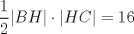 TEX: $\dfrac{1}{2}|BH|\cdot |HC|=16$