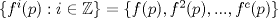 TEX: $\{f^i(p):i\in\mathbb{Z}\}=\{f(p), f^2(p),...,f^c(p)\}$