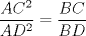 TEX: $\displaystyle \frac{AC^2}{AD^2}=\displaystyle \frac{BC}{BD}$