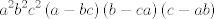 TEX: $$a^{2}b^{2}c^{2}\left( a-bc \right)\left( b-ca \right)\left( c-ab \right)$$