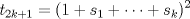 TEX: \( \displaystyle t_{2k+1}=(1+s_1+\dots+s_k)^2 \)