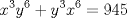 TEX: $$x^{3}y^{6}+y^{3}x^{6}=945$$