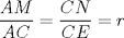 TEX: $$\frac{AM}{AC}=\frac{CN}{CE}=r$$