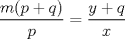 TEX: \( \displaystyle \frac { m(p+q) }{ p } =\frac { y+q }{ x } \)