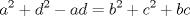 TEX: $$a^{2}+d^{2}-ad=b^{2}+c^{2}+bc$$