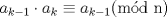 TEX: $a_{k-1}\cdot a_k\equiv a_{k-1}$(md n)