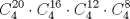 TEX: \[C_4^{20} \cdot C_4^{16} \cdot C_4^{12} \cdot C_4^8\]