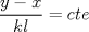 TEX: \( \displaystyle  \frac{y-x}{kl}=cte \)