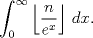 TEX: $$\int_{0}^{\infty }{\left\lfloor \frac{n}{{{e}^{x}}} \right\rfloor \,dx}.$$