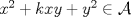 TEX: $x^{2} + kxy + y^{2} \in  \mathcal{A} $