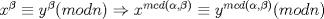 TEX: $x^{\beta}\equiv y^{\beta}(modn)\Rightarrow x^{mcd(\alpha,\beta)}\equiv y^{mcd(\alpha,\beta)}(modn)$