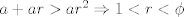 TEX: $a+ar>ar^2 \Rightarrow 1<r<\phi$