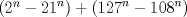 TEX: \( \left( { 2 }^{ n }-{ 21 }^{ n } \right) +\left( { 127 }^{ n }-{ 108 }^{ n } \right) \)