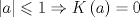 TEX: $$<br />left| a right| leqslant 1 Rightarrow Kleft( a right) = 0<br />$$