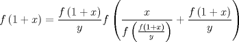 TEX: $$f\left( 1+x \right)=\frac{f\left( 1+x \right)}{y}f\left( \frac{x}{f\left( \frac{f\left( 1+x \right)}{y} \right)}+\frac{f\left( 1+x \right)}{y} \right)$$