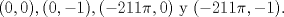 TEX: $(0,0), (0,-1), (-211 \pi, 0) \mbox{ y } (-211\pi, -1)$.