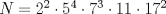 TEX: $N= 2^2 \cdot 5^4 \cdot 7^3 \cdot 11 \cdot 17^2$