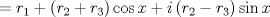 TEX: $$=r_{1}+\left( r_{2}+r_{3} \right)\cos x+i\left( r_{2}-r_{3} \right)\sin x$$