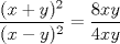 TEX: $\dfrac{(x + y)^2}{(x - y)^2} = \dfrac{8xy}{4xy}$