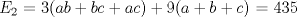 TEX: $E_{2}$ = $3(ab+bc+ac)+9(a+b+c)$ = 435