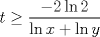 TEX: $t\geq \dfrac{-2\ln 2}{\ln x+\ln y}$