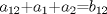 TEX: $a_{12}$+$a_1$+$a_2$=$b_{12}$