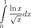 TEX: \[\int\limits_0^1 {\frac{{\ln x}}<br />{{\sqrt x }}dx} \]<br />