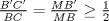 TEX: $\frac{B'C'}{BC}=\frac{MB'}{MB}\geq \frac{1}{2}$