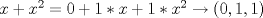 TEX: $x+x^2=0+1*x+1*x^2 \rightarrow (0,1,1)$