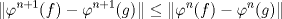 TEX: $$\|\varphi^{n+1}(f)-\varphi^{n+1}(g)\|\le\| \varphi^n(f)-\varphi^n(g)\|$$