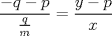 TEX: \( \displaystyle \frac { -q-p }{ \frac { q }{ m }  } =\frac { y-p }{ x } \)