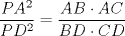 TEX: $\displaystyle \frac{PA^2}{PD^2}=\displaystyle \frac{AB\cdot AC}{BD\cdot CD}$