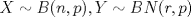 TEX: $X \sim B(n,p) , Y \sim BN(r,p)$