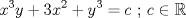 TEX: $$x^{3}y+3x^{2}+y^{3}=c\textup{  ;  }c\in \mathbb{R}$$