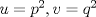 TEX: $u=p^2, v=q^2$